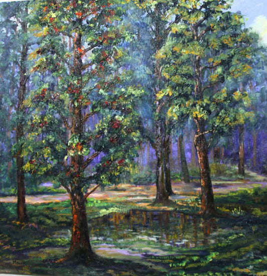 Untitled-l, Landscape Painting by Maham Mahboob Alam, Oil on Canvas, 36 x 36 inches