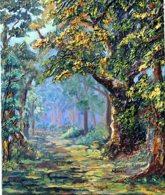 Untitled-ll, Landscape Painting by Maham Mahboob Alam, Oil on Canvas, 19.5 x 23.5 inches