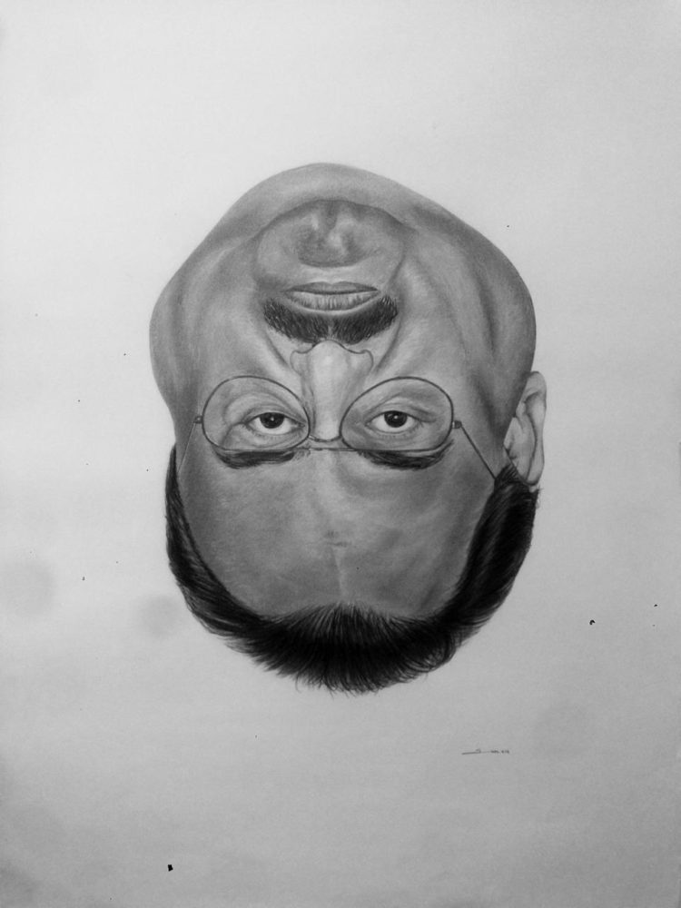 Title: Untitled (Thatcher illusion) Med: Graphite and Charcoal on paper Size: 24 X 36 inches (over l