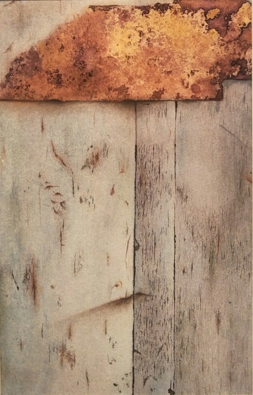 rusted plate on the door size : 7″x11″ medium : mixed media on paper year : 2019 IMG_201
