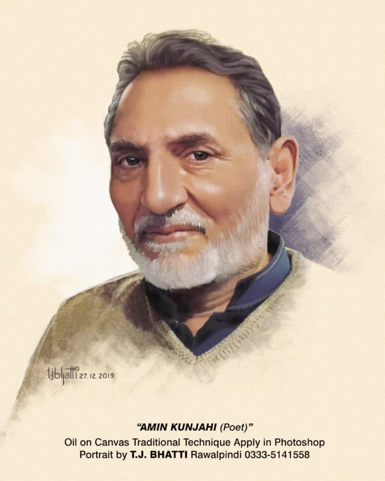 AMIN KUNJAHI Portrait by T.J. BHATTI 27.12.2019quaid-e-azam MUHAMMAD ALI JINNAHPortrait by T.J. BHAT