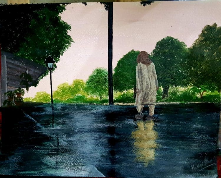 Title: ‘Rainy day ‘ Acrylics on scholar sheet Screenshot_20200127-203418_Instagram202002
