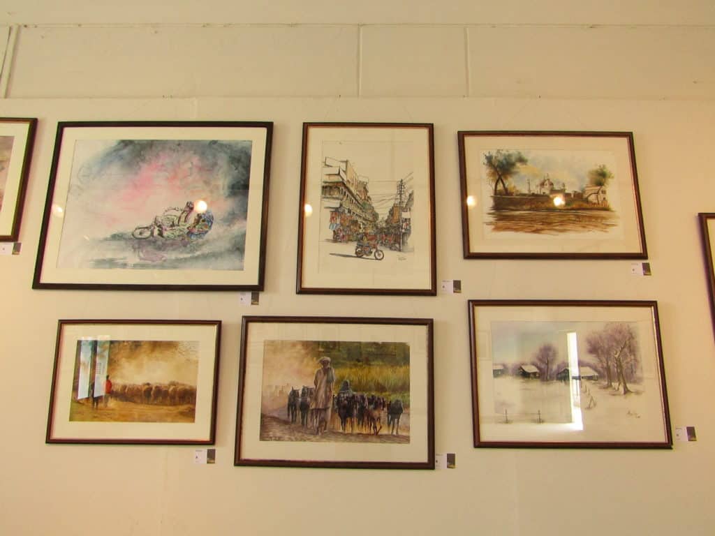 Some glimpses of artworks by Pakistani artists at the 3rd International Watercolour Biennale 2020 at