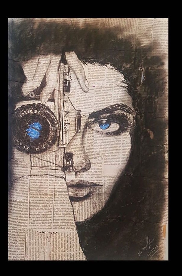 Title: Capturing the unseen Collage. Charcoal on box board sheet Screenshot_20200127-203435_Instagra