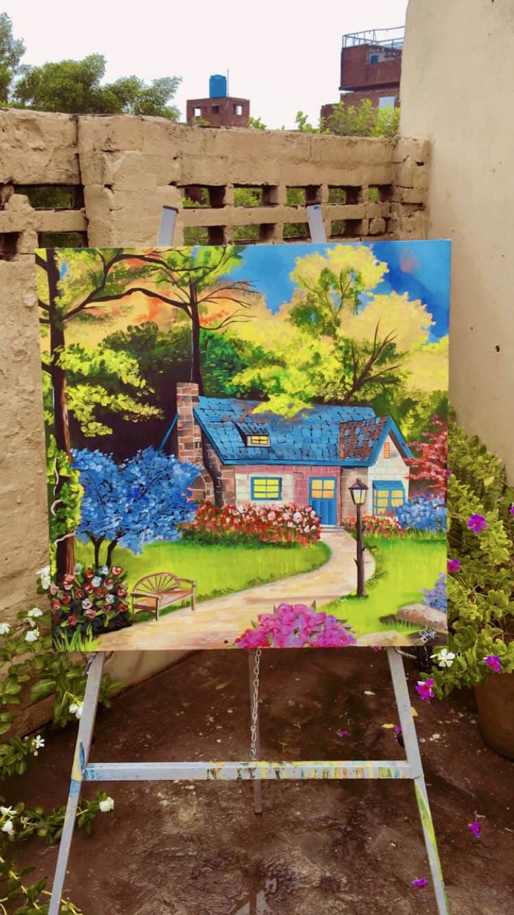 Spring house Oil on canvas 24×24 BA46EDC0-1ECD-4230-97DD-F88FE041A27E