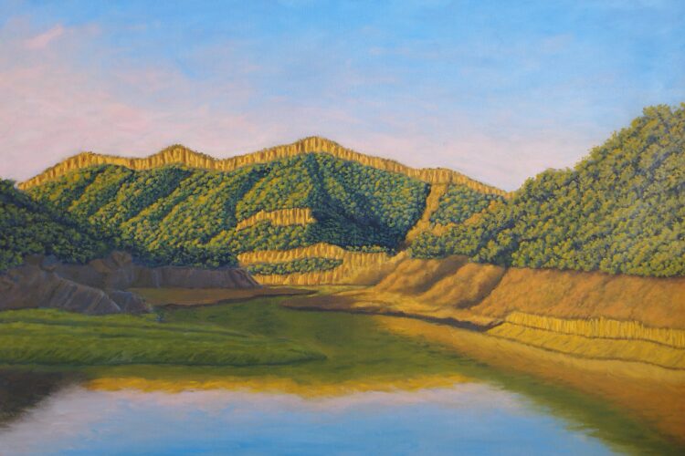 River Jhelum at Dhangali. Oil on Canvas. 90 cm x 60 cm River Jhelum at Dhangali