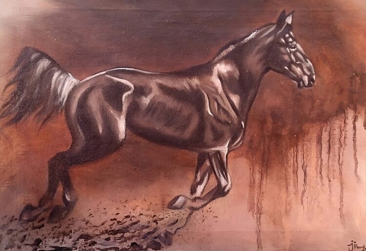 “Untitled” Oil on Canvas 12×18 Inches brown_horse_art-transformed